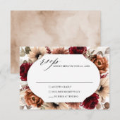 Terracotta Burgundy Greenery Geometric Wedding RSVP Kaartje (Voorkant / Achterkant)