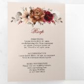 Terracotta Burgundy Mauve Floral Geometric Wedding Drieluik Aankondiging (Binnenzijde eerst)