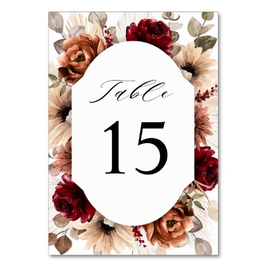 Terracotta Burgundy Mauve Floral Geometric Wedding Kaart (Voorkant)