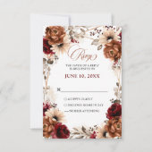 Terracotta Burgundy Mauve Floral Geometric Wedding RSVP Kaartje (Voorkant)
