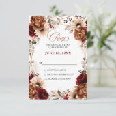 Terracotta Burgundy Mauve Floral Geometric Wedding RSVP Kaartje (Staand voorkant)