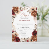 Terracotta Burgundy Mauve Floral Geometric Wedding RSVP Kaartje (Staand voorkant)