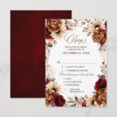 Terracotta Burgundy Mauve Floral Geometric Wedding RSVP Kaartje (Voorkant / Achterkant)