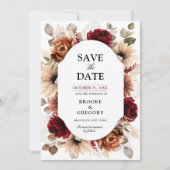 Terracotta Burgundy Mauve Floral Geometric Wedding Save The Date (Voorkant)