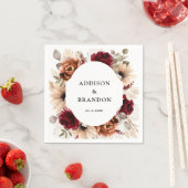 Terracotta Burgundy Mauve Floral Geometric Wedding Servet (Insitu)