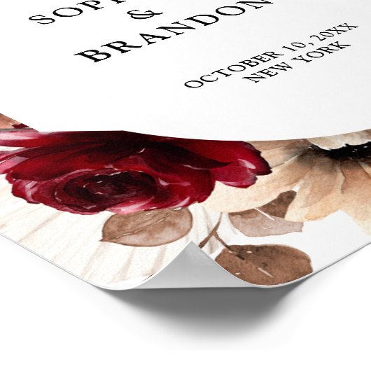 Terracotta Burgundy Mauve Floral Geometric Welkom Poster (Hoek)