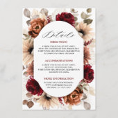 Terracotta Burgundy Mauve Floral Wedding Details Informatiekaartje (Voorkant)