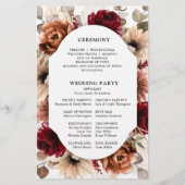 Terracotta Burgundy Mauve Floral Wedding Programme (Achterkant)