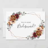 Terracotta Burgundy zal je mijn Bridesmaid zijn Kaart (Voorkant)
