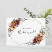Terracotta Burgundy zal je mijn Bridesmaid zijn Kaart (Staand voorkant)