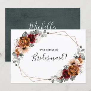 Terracotta Burgundy zal je mijn Bridesmaid zijn Kaart