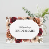 Terracotta Burgundy zal je mijn Bridesmaid zijn Kaart (Staand voorkant)