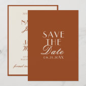 Terracotta Burnt Orange Cream Old Money Wedding Save The Date (Voorkant / Achterkant)