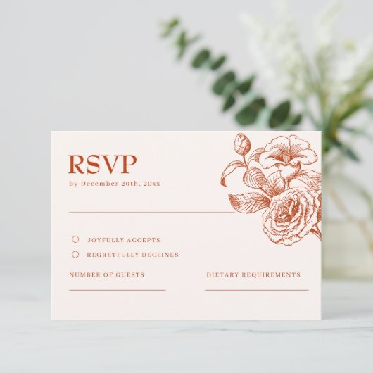 Terracotta burnt orange fall Wedding RSVP Card Kaartje (Staand voorkant)