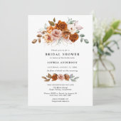 Terracotta Burnt Orange Floral Bridal Shower Kaart (Staand voorkant)