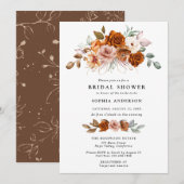 Terracotta Burnt Orange Floral Bridal Shower Kaart (Voorkant / Achterkant)
