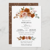 Terracotta Burnt Orange Floral Rehearsal Dinner Kaart (Voorkant / Achterkant)