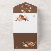 Terracotta Burnt Orange Floral Wedding All-In-One All In One Uitnodiging (Buitenkant)
