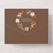 Terracotta Burnt Orange Floral Wedding All-In-One All In One Uitnodiging (Achterkant)