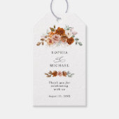 Terracotta Burnt Orange Floral Wedding Cadeaulabel (Voorkant)
