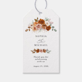 Terracotta Burnt Orange Floral Wedding Cadeaulabel