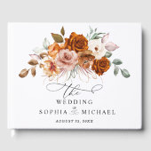 Terracotta Burnt Orange Floral Wedding Guest Book Gastenboek (Voorkant)