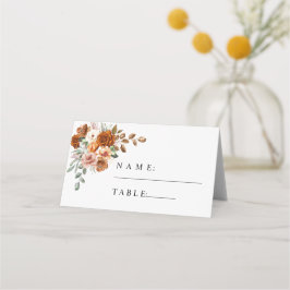 Terracotta Burnt Orange Floral Wedding Plaatskaartje