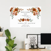 Terracotta Burnt Orange Floral Wedding Poster (Thuiskantoor)