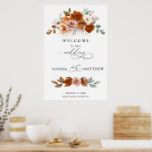 Terracotta Burnt Orange Floral Wedding Poster (Keuken)