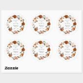 Terracotta Burnt Orange Floral Wedding Ronde Sticker (Vel)