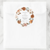Terracotta Burnt Orange Floral Wedding Ronde Sticker (Tas)