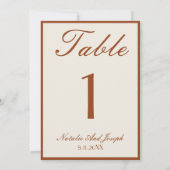 Terracotta Burnt Orange Old Money Wedding Table Kaart (Achterkant)