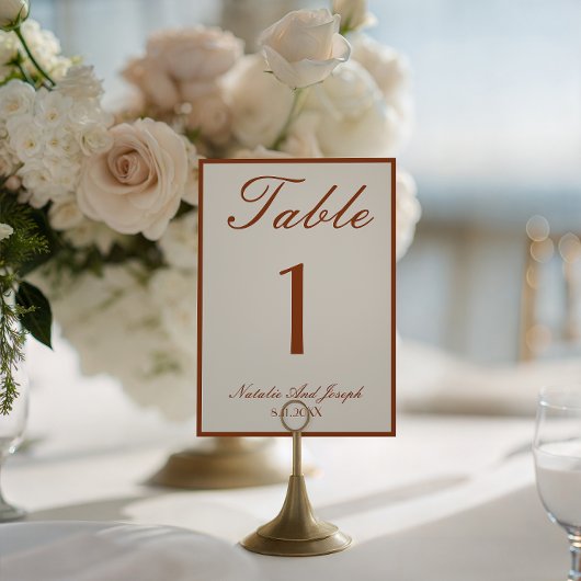 Terracotta Burnt Orange Old Money Wedding Table Kaart