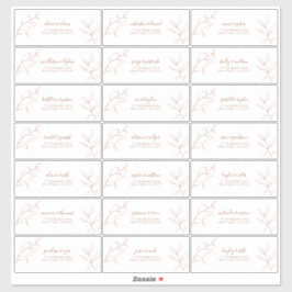 Terracotta Burnt Oranje Botanical Guest Address Sticker