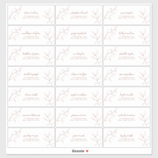 Terracotta Burnt Oranje Botanical Guest Address Sticker (Vel)