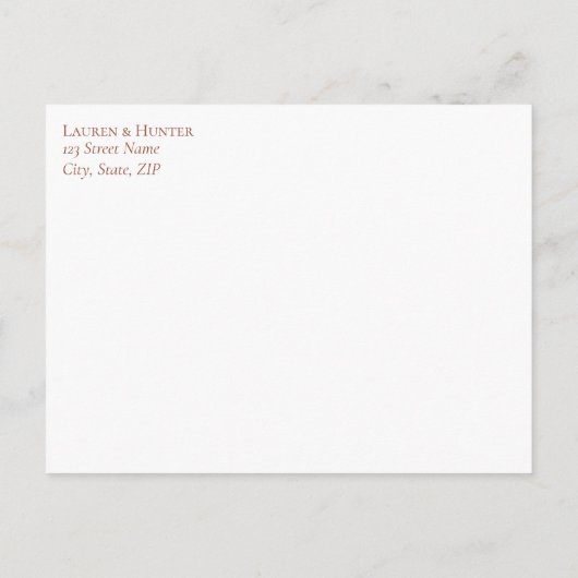 Terracotta Burnt Oranje Botanisch Geen menu RSVP (Achterkant)