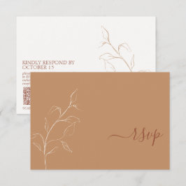 Terracotta Burnt Oranje Botanische QR-code RSVP Kaartje