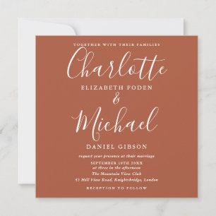Terracotta Burnt Oranje Elegant Script Wedding Kaart
