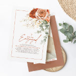 Terracotta Burnt Oranje Floral Engagement Party Kaart<br><div class="desc">Gefeliciteerd met je verloving! Laat de wereld weten dat je ja zei tegen de belangrijkste beslissing van je leven met dit elegante ontwerp. De uitnodiging 'We zijn betrokken' is perfect als je een verlovingsfeest plant om je beslissing om te trouwen te vieren. Met het gracieuze boho botanische ontwerp met waterverf...</div>