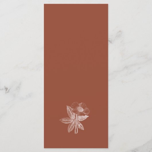 Terracotta Burnt Oranje Floral Line Art Menu (Achterkant)
