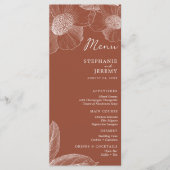 Terracotta Burnt Oranje Floral Line Art Menu (Voorkant)