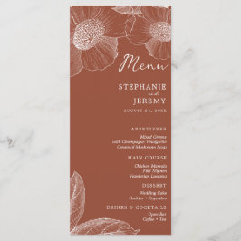 Terracotta Burnt Oranje Floral Line Art Menu
