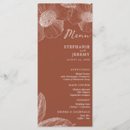 Terracotta Burnt Oranje Floral Line Art Menu