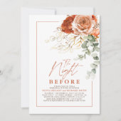 Terracotta Burnt Oranje Floral Rehearsal Dinner Kaart (Voorkant)