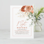 Terracotta Burnt Oranje Floral Rehearsal Dinner Kaart (Staand voorkant)