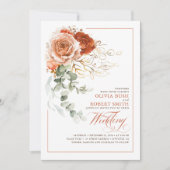 Terracotta Burnt Oranje Flowers Eucalyptus Wedding Kaart (Voorkant)