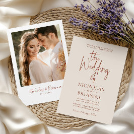 Terracotta Burnt Oranje Modern Boho Wedding Foto Kaart