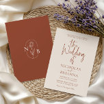 Terracotta Burnt Oranje Modern Boho Wedding Kaart<br><div class="desc">Terracotta Burnt Oranje Modern Boho Wedding Invitation. Monogram achteraan.</div>