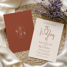 Terracotta Burnt Oranje Modern Boho Wedding Kaart