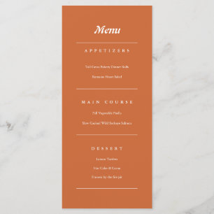 Terracotta Burnt Oranje Modern Fall Wedding Menu
